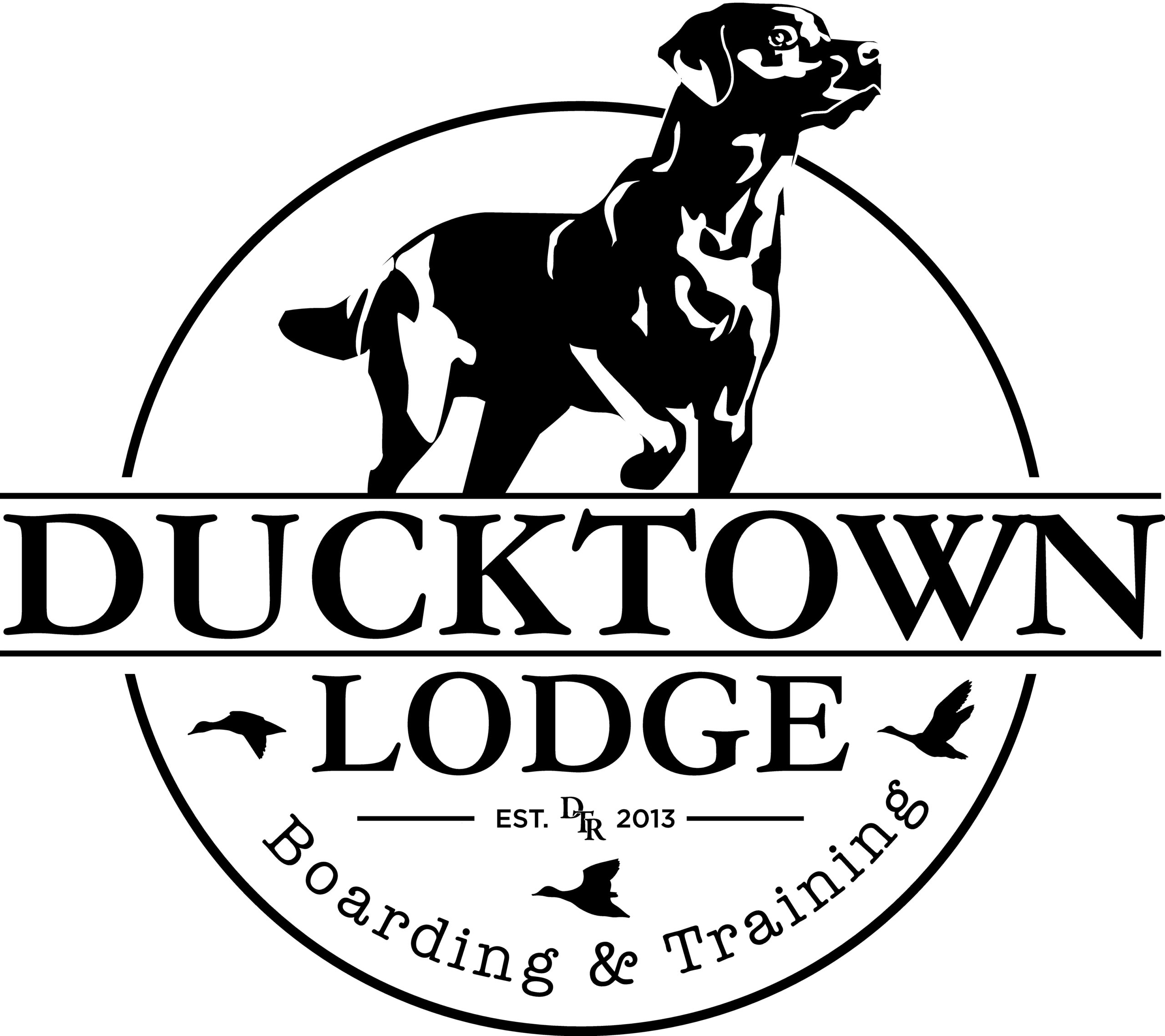 A black and white logo of ducktown lodge